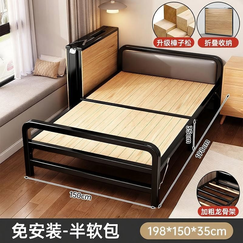 For homefoldable dual-purpose steel frame bed rental house dormitory simple single bed small apartment thickened portable lunch break extra bed