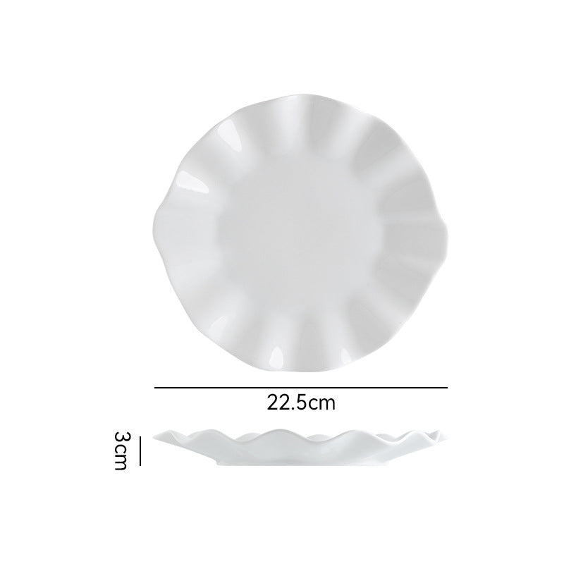 Minimalist pure white ceramic dinnerware set for home, restaurant, and hotel use - porcelain plates, creative plating, and dessert bowls