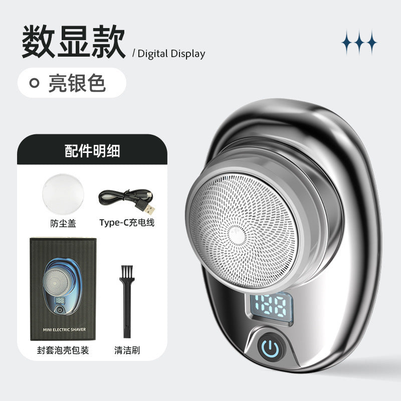 Custom mini electric shaver - portable home & travel razor for men - washable digital display beard trimmer