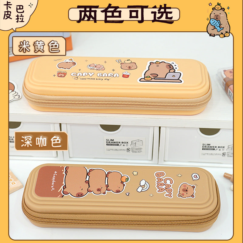 Kapibara Stationery Box Girls Professional Children's Cartoon Kindergarten Stationery Bag Durable Advanced Sense Simple Pencil Bag