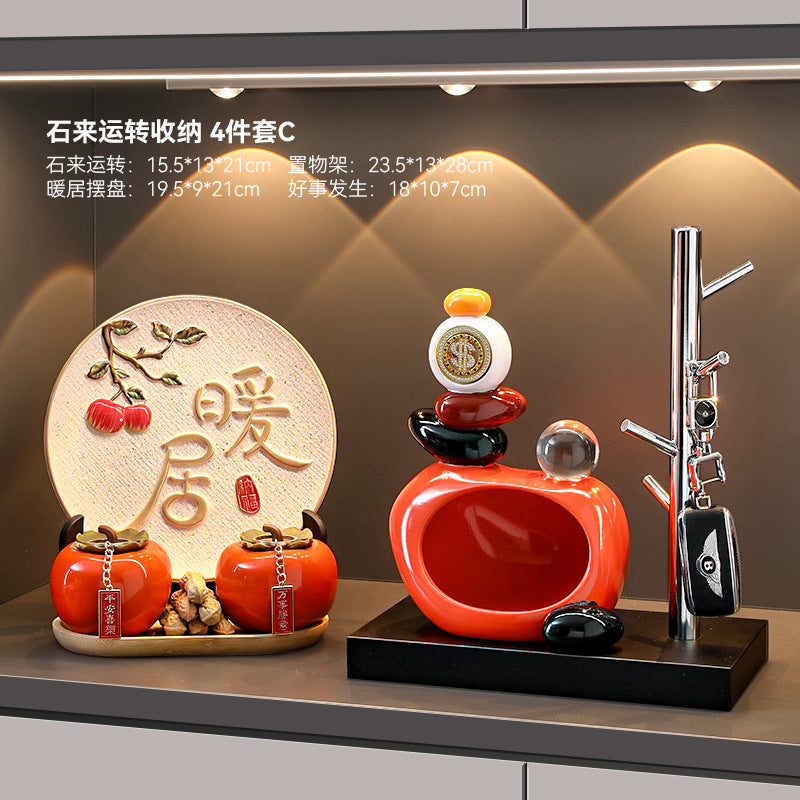 Good luck and turn the key storage ornaments for the entrance hall, high-end creative living room home decoration, housewarming gift