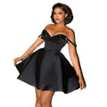 European and american women's clothing  summer new arrival: elegant sequin-embellished bandeau cami evening gown mini dress