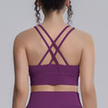 New nylon spandex sports bra - racerback, cross-back, compression yoga top - shockproof, barely-there feel, fitness tank top