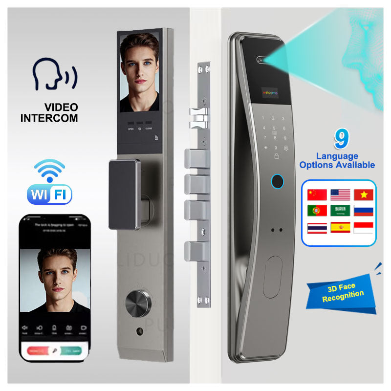 smart lock face recognition fingerprint lock fully automatic entrance door electronic password lock tuya remote unlocking