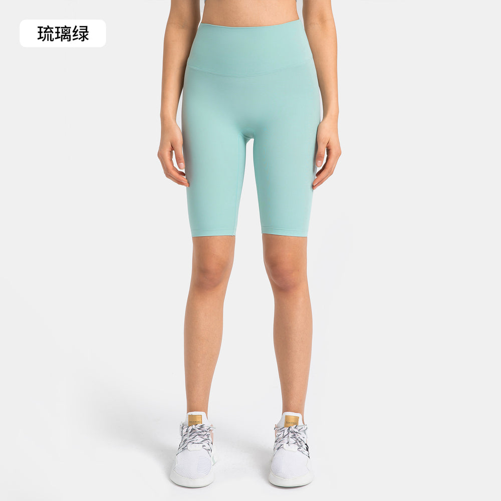 Spring/summer seamless t-line tight 5-inch nude yoga shorts - peach lift, high-waisted workout shorts with pockets - women's dk184