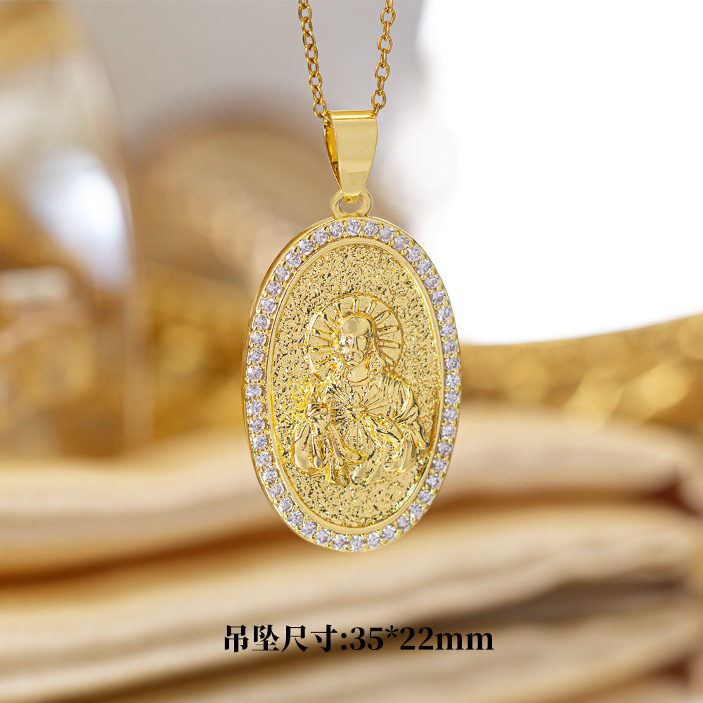 [titanium steel] cross-border popular copper micro-embedded necklace for women, stainless steel gold-plated electroplated high-end exquisite clavicle chain jewelry