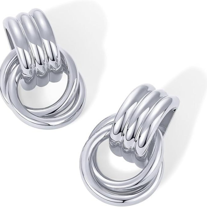 fashion style golden circle geometric twisted multi-layered twist earrings niche style design fashionable and versatile earrings