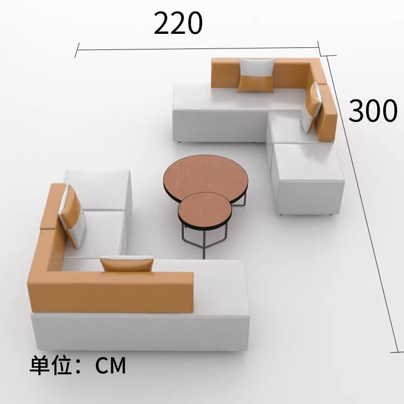 Office reception nappa leather sofa minimalist creative corner sofa waiting area sofa coffee table set