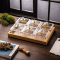 【with lid】gold-rimmed 6-compartment fruit platter + wooden tray, thickened plastic