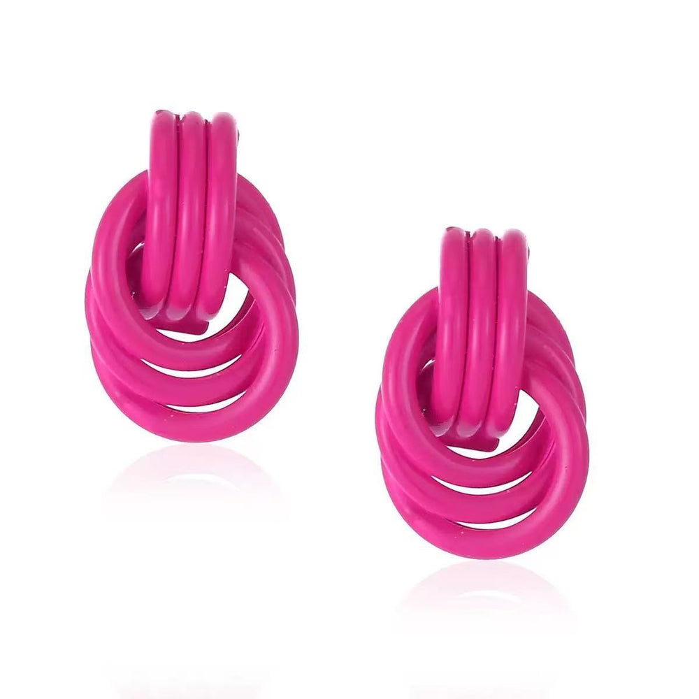 European and american cross-border candy color circle earrings, new geometric spray paint stud earrings, minimalist cool style, elegant and unique metal earrings