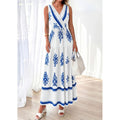 Amazon fashion v neck sleeveless suspender skirt women's  summer bohemia style beach vacation skirt