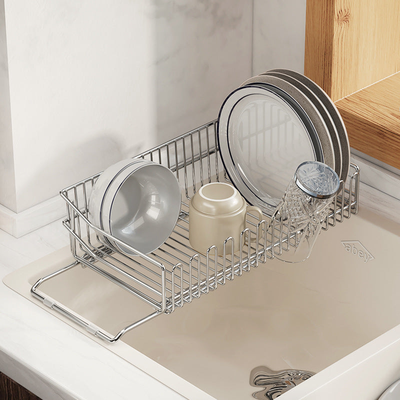 Retractable kitchen 304 stainless steel sink drain basket drain rack basin in basin wash basin sink dish rack