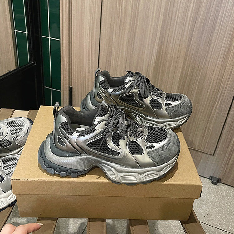 Trendy chunky platform sneakers for women - new autumn 2026 collection: breathable mesh, unique design, casual, non-slip, running & athletic shoes