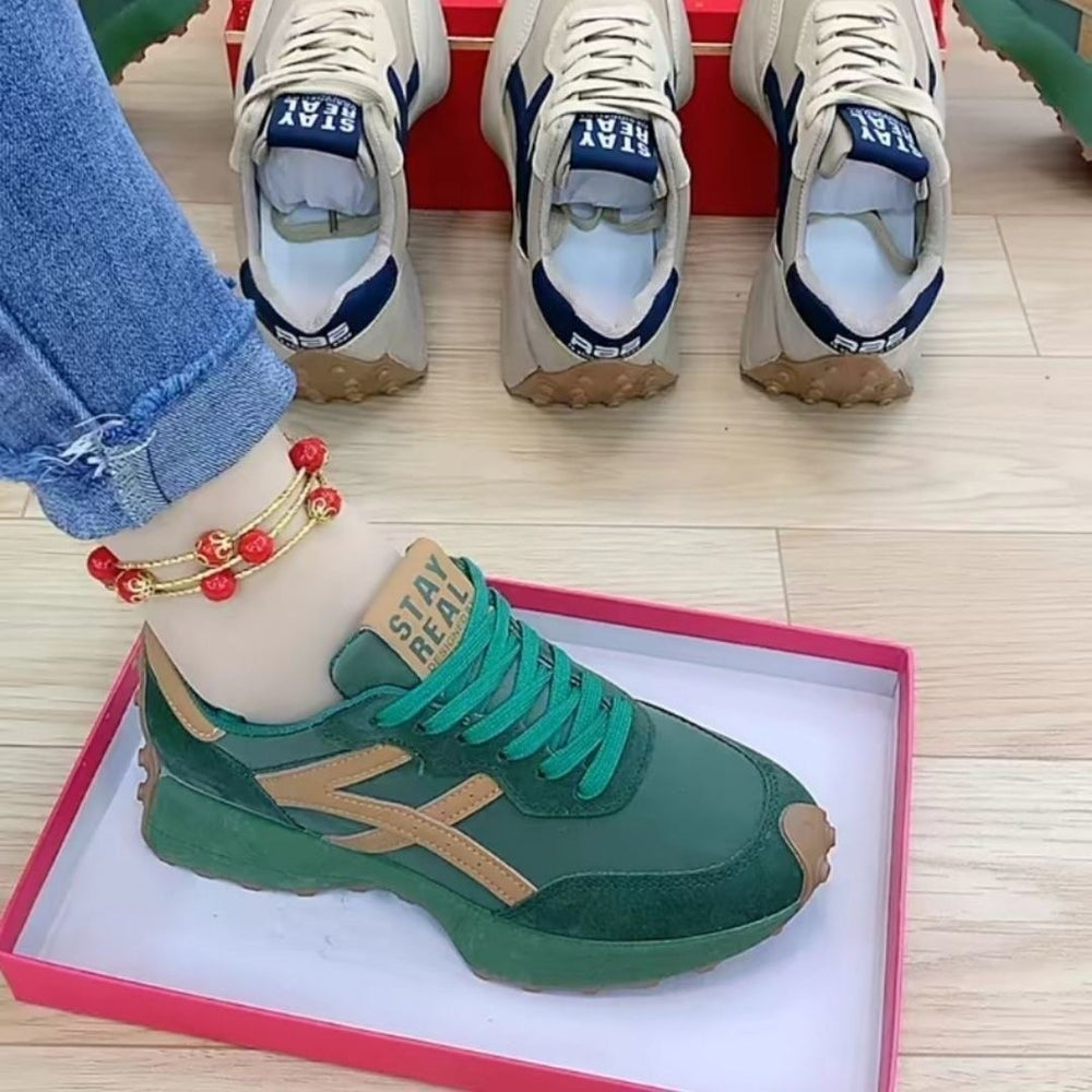plus size women's shoes new arrival breathable leather sneakers women's korean version thick solecasual soft bottom running dad shoes