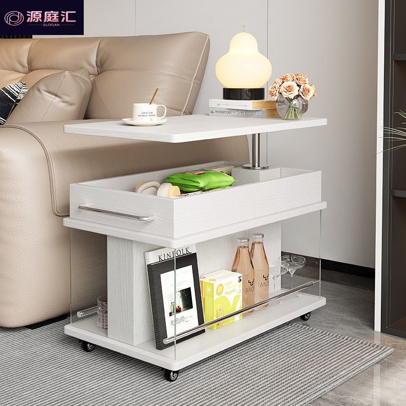 Living room multi-functional sofa side tableaccessible luxury creative balcony movable side cabinetaccessible luxury solid wood adjustablerotate coffee table