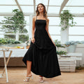 European and american women's clothing  new arrival: flowy, figure-hugging evening gown with open back and spaghetti straps - elegant plus size dress