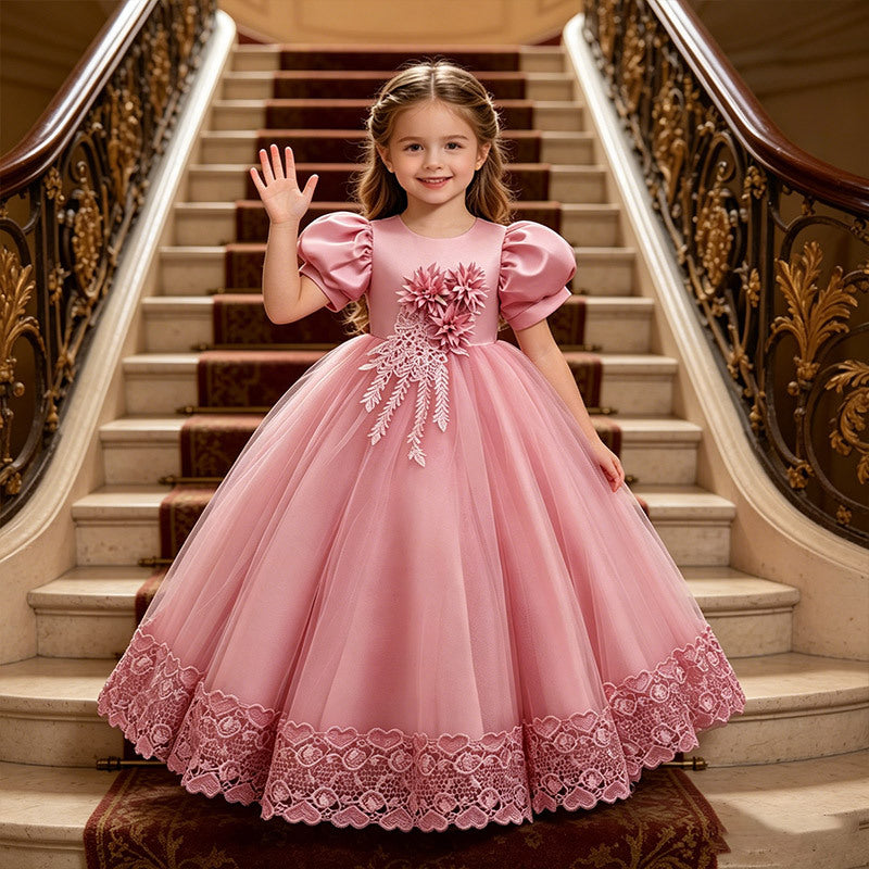 Wholesale girls' formal dresses - long flower girl dresses for weddings - new cross-border children's princess dresses - big kids' clothing - in stock
