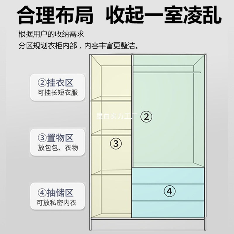 Solid wood wardrobe new 2025 small apartment small room wardrobe household bedroom storage simple two-door wardrobe