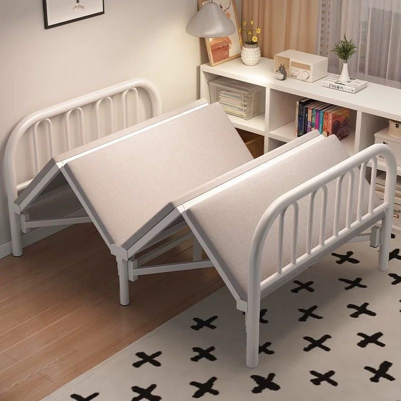 Foldable bed single bed portablefor home reinforced thickened iron frame dormitory double bed rental house simple small bed hard board