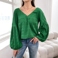 73-73003#  cross-border women's fashion ins style elegant solid color long sleeve plus size blouse