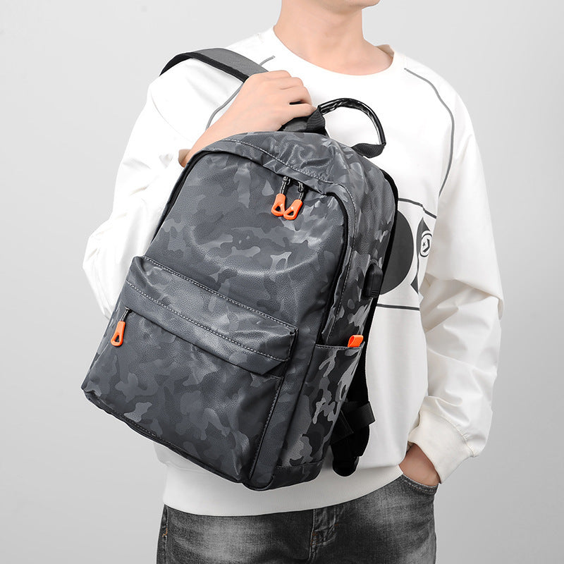 College student backpack male sports and leisure junior high school student schoolbag large capacity trendy backpack high school student computer bag