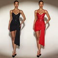 C7691 cross-border   fashion women's sexy strappy sequin cutout bodycon dress