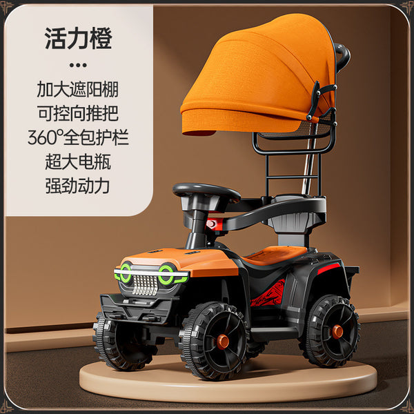 Children's electric vehicle four-wheel trolley, children's remote control toys, boys and girls off-road cars can sit in strollers