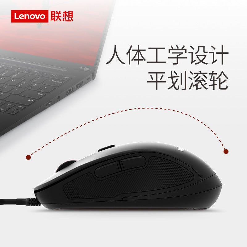 Lenovo thinkplus m10pro wired mouse notebook desktop office usb portable red dot mouse
