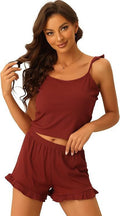 Amazon hot selling women's loungewear set: ribbed knit cami top and shorts with lace trim - new arrival