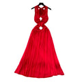 Sexy halter sleeveless v neckbacklessdress women's summer cool waist slimming look a-line long skirt redelegant skirt