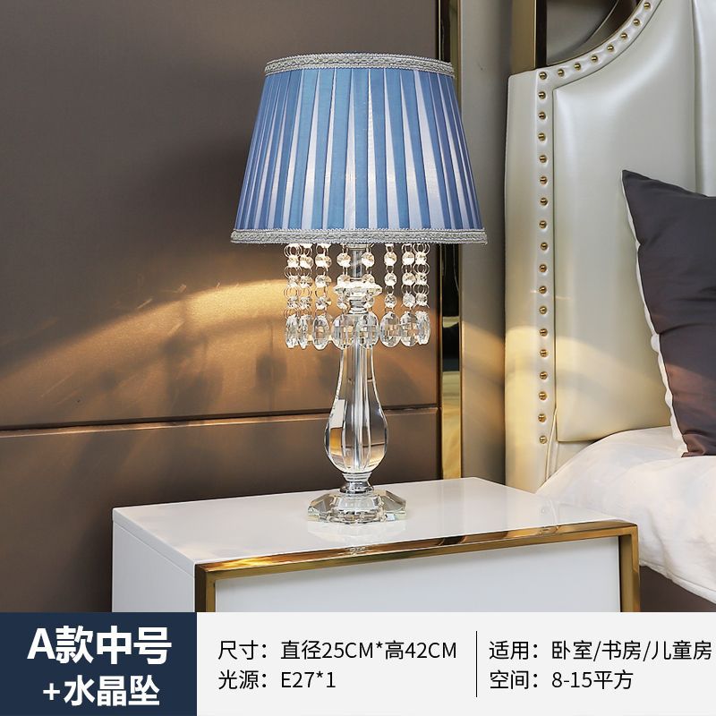 Modern fashion crystal table lamp bedroom bedside lighting living room light luxury warm romantic wedding american style dimmable remote control