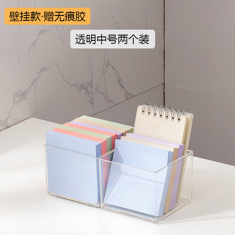 Desktop mobile phone case, sticky note transparent storage box, plastic large-capacity data cable, earphone mini wall-mounted storage box.