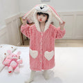 Girls' coral fleece pajamas - autumn/winter kids' robe - long, warm, wearable bathrobe for baby girls