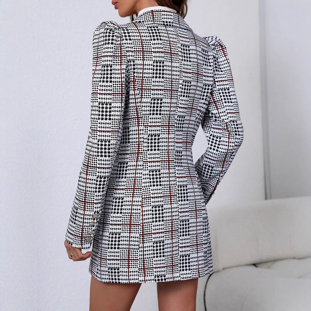 Amazon cross-border european and american houndstooth textured blazer suit set