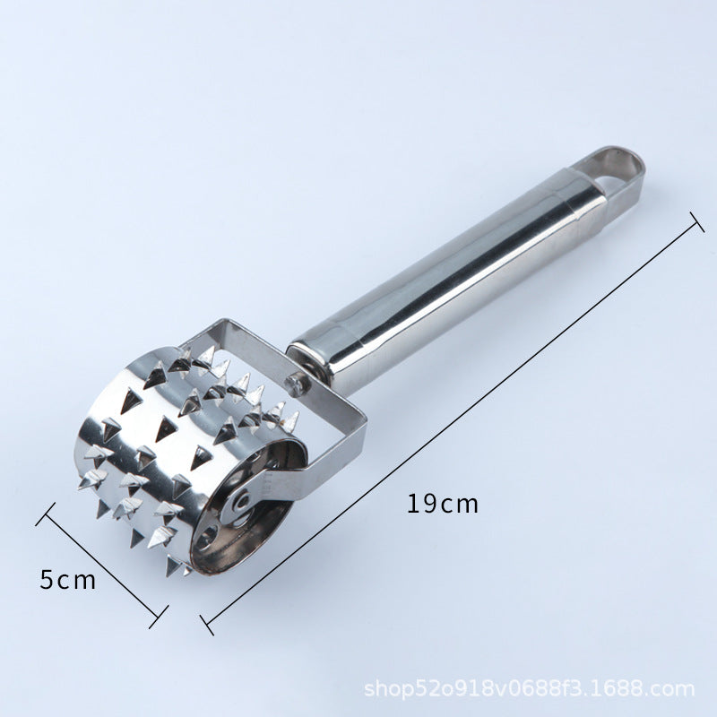 Ready-to-ship stainless steel steak tenderizer for home use - meat needle, rolling steak wheel, kitchen tool