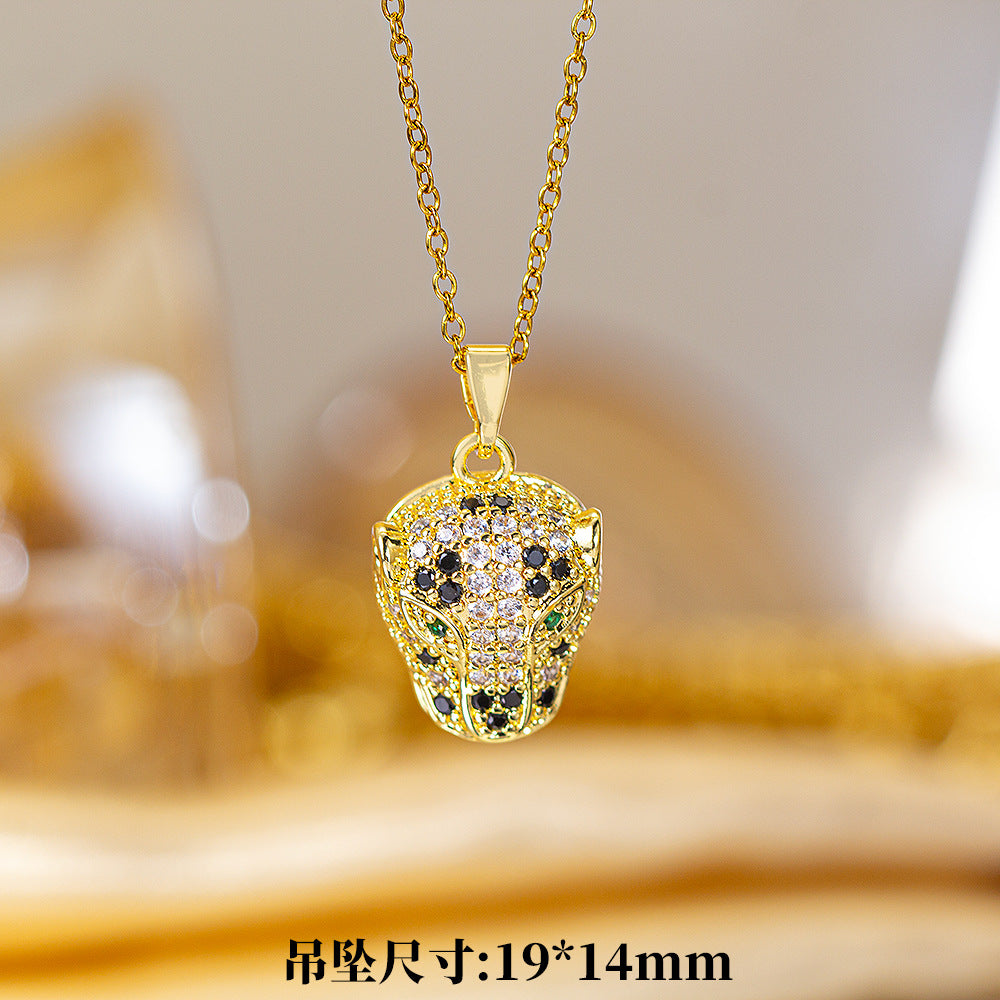[titanium steel] cross-border popular copper micro-embedded necklace for women, stainless steel gold-plated electroplated high-end exquisite clavicle chain jewelry