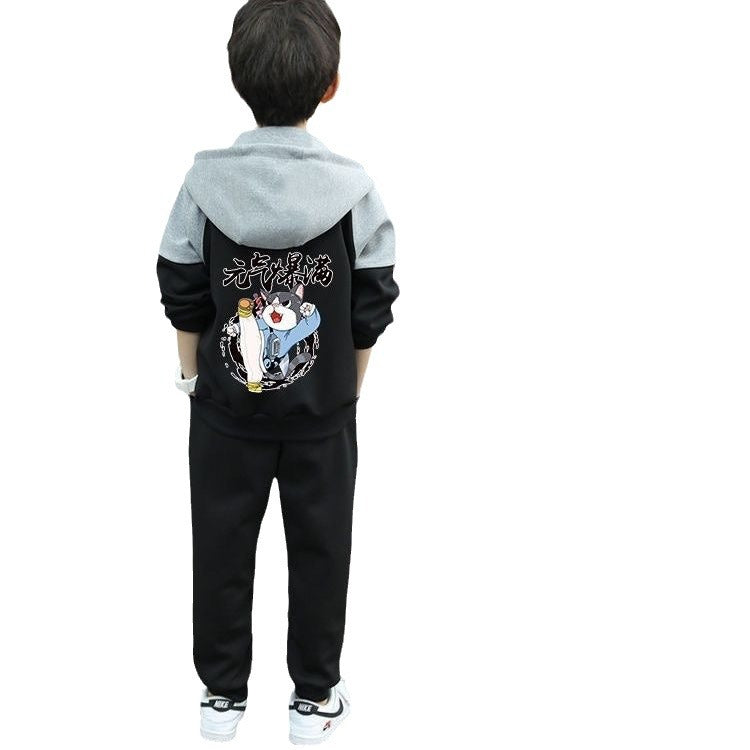 Boys' spring outfit set, kids' spring tracksuit two-piece set,  new arrival, big kids' sweatshirt, spring/autumn style, trendy and stylish