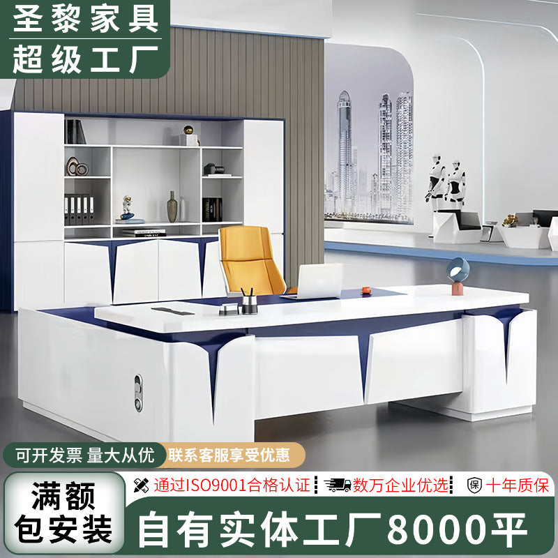 Piano lacquer office desk - designer creative high-end executive desk - stylish white manager supervisor executive desk