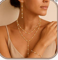 European and american new arrival bestseller women's gold necklace fashion noose y-shape necklace adjustable brass gift for girlfriend jewelry