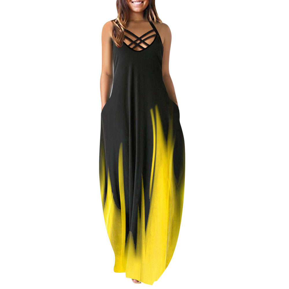 new arrival: european and american style casual fashion summer loose sleeveless camisole maxi dress for  export