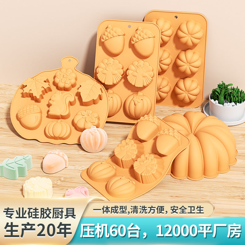 Harvest festival pumpkin silicone cake mold leaf handmade soap mold cold process home baking mold cross-border hot selling halloween