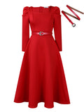 D467  cross-border women's winter new fashion puff sleeve plus size banquet party dress foreign trade dress