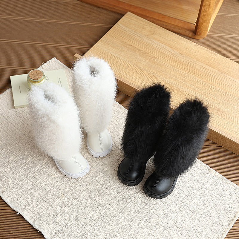 Vancahao girl boots heattechfall and winternew arrivalkidsboots british style princess boots baby cotton boots
