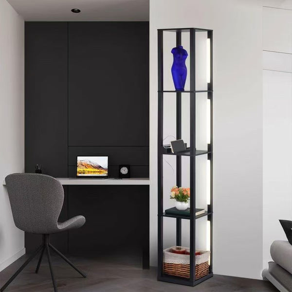 Multi-layer storage bookshelf floor lamp simple living room bedroom shelf lamp display cabinet lamp  hot-selling customization