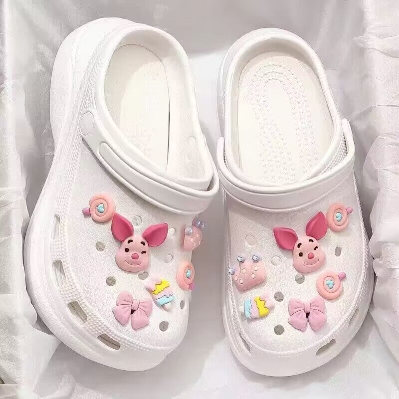 Crocs women's ins trendy summer thick sole high heels nurse baotou half drag cute outwear stepping on shit feeling beach sandals