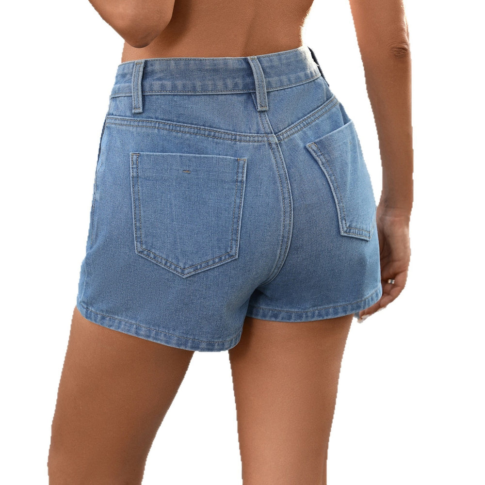 Fashion cross-border foreign trade  independent station summer new style washed button decorated asymmetrical denim culottes