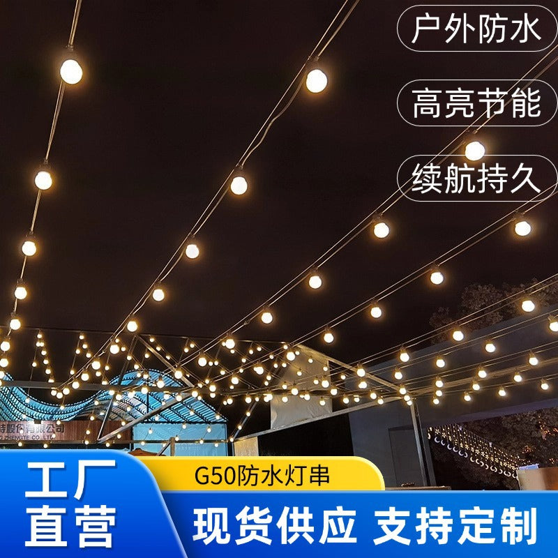 Waterproof G50 round ball light Solar light string light Outdoor light string LED Chinese New Year courtyard street camping decorative light