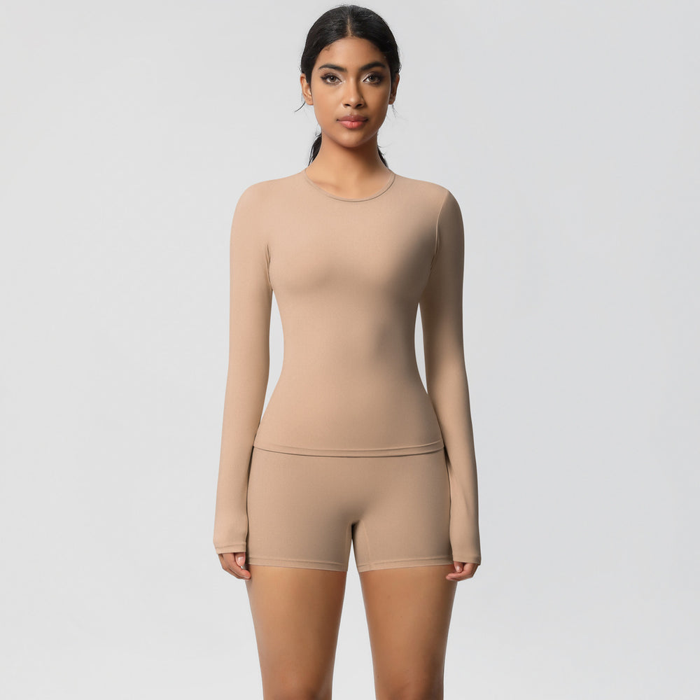 new arrival: seamless, barely-there long-sleeve t-shirt yoga set - quick-dry, breathable, outdoor running & fitness apparel