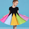 Store manager's pick: new autumn/winter girls' dress - short sleeve crew neck rainbow princess skirt with color block design