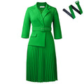 D592  independent station fashion cross-border women's clothing autumn and winter women's suit collar elegant pleated skirt african dress